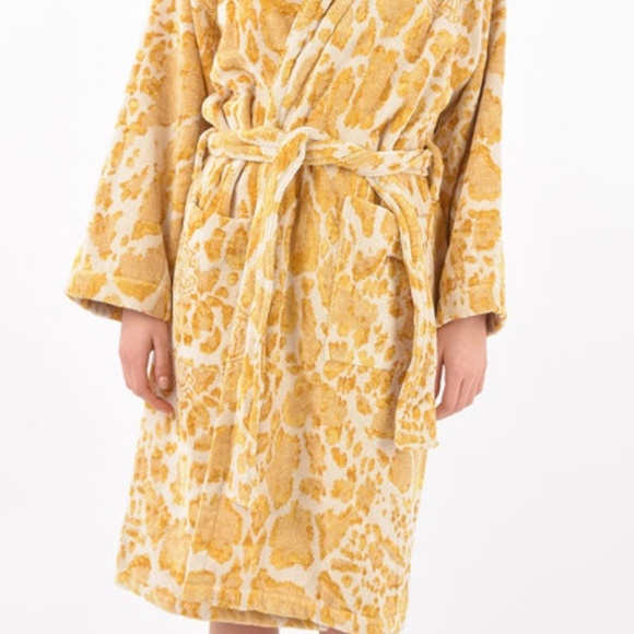 Roberto Cavalli terry bathrobe  shawl  collar Linx Gold Unisex size S/M - Picture 4 of 6